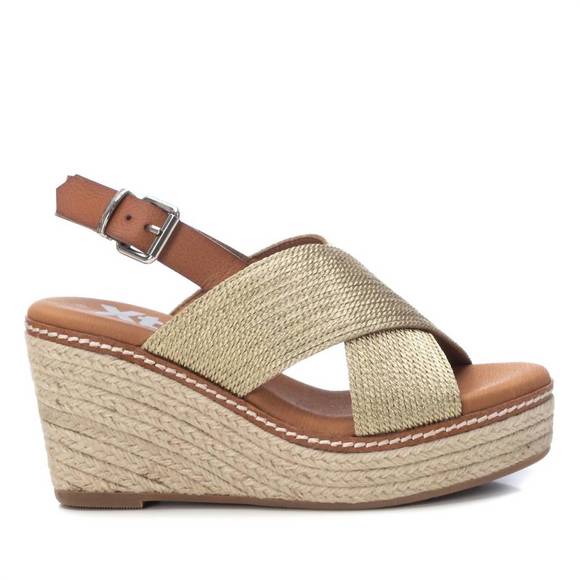 NEW XTI women's jute wedge sandals in gold - Picture 1 of 1